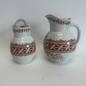 Vintage Edge Malkin E. M. & Co. B. Castile Victorian Vase Pitcher Vine/Leaf